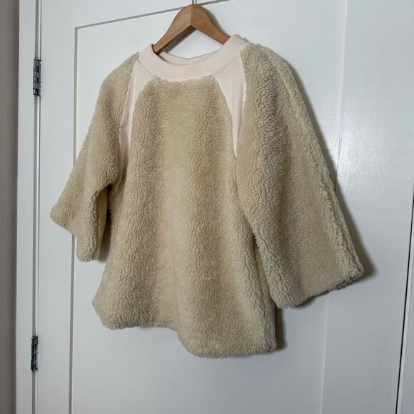 Heidi Merrick Sweater Womens Sz M Ivory Sherpa Long Sleeve Crew Neck Winter - Picture 2 of 12